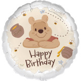 An 18 inch Winnie the Pooh hunny happy birthday foil balloon, manufactured by Folat.