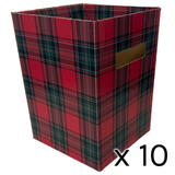 A Red Tartan Flower Box with handles.