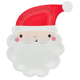 A pack of 8 Santa Shaped Paper Plates.