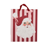 A Pink & Red Vintage Santa Striped Medium Gift Bag.