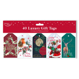 A pack of 40 Christmas Traditional Assorted Gift Tags.