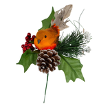 A 20cm Winter Robin with Pinecone Pick.