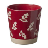 A Red Mistletoe Ceramic Pot, measuring approx. 13cm x 13cm.