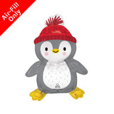 A 12 inch penguin frosted friends foil balloon, manufactured by Anagram.