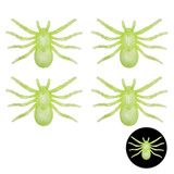A pack of 4 10cm Glow in the Dark Large Spiders, manufactured by Partydeco.