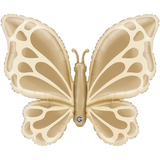 A 34 inch Cream Butterfly Foil Balloon, manufactured by Grabo.