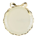A pack of 6 Beige & Gold Bows Paper Plates, manufactured by Partydeco.