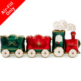 An 87 inch standing train foil balloon, manufactured by PartyDeco.