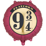 An 18 inch Harry Potter Platform 9 3/4 Foil Balloon, manufactured by PartyDeco.