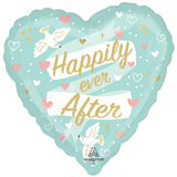 An 18 inch Ribbon Banners Wedding Happily Ever After Foil Balloon, manufactured by Anagram.