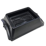 A Black Deluxe Single Casket Saddle Tray, manufactured by Oasis Floral.
