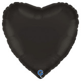 18" Fumè Black Satin Heart Foil Balloon (1) - UNPACKAGED