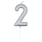 6cm Number 2 Metallic Silver Birthday Candle (1)