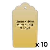 Mirror Gold Acrylic Rounded Gift Tags - 3mm x 8cm (1 hole) (10)