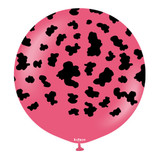 24 inch Cow Print Fuchsia Kalisan Latex Balloon (1)