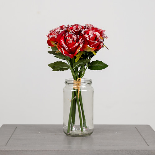 27cm Red Mini Budrose Handtie Bouquet - 7 Heads