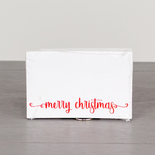 Merry Christmas Red Script Message Cards - 9cm x 6cm (50)