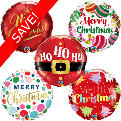 18 inch Qualatex Christmas Foil Balloon Pack (25 Balloons) 18 inch Qualatex Christmas Foil Balloon Pack (25 Balloons)