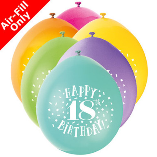 9 inch 18th Birthday Neck Up Assorted Latex Balloons (10) 9 inch 18th Birthday Neck Up Assorted Latex Balloons (10)