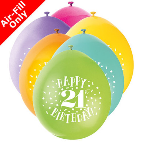 9 inch 21st Birthday Neck Up Assorted Latex Balloons (10) 9 inch 21st Birthday Neck Up Assorted Latex Balloons (10)