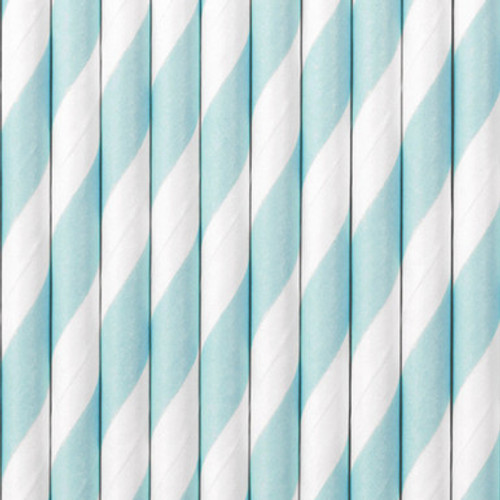 Light Blue Striped Paper Straws (10) Light Blue Striped Paper Straws (10)