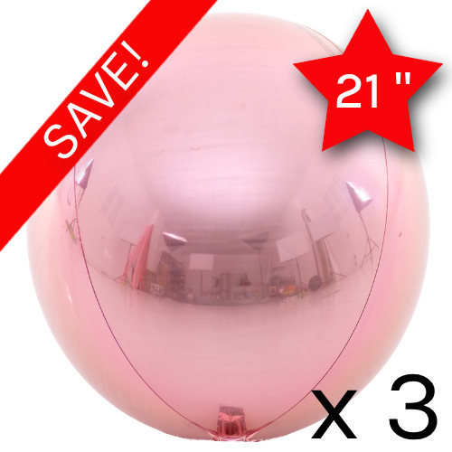 A pack of 3 21" Jumbo Orbz Rose Gold Foil Balloons.