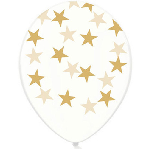 12 inch Gold Star Crystal Clear Latex Balloons (50) 12 inch Gold Star Crystal Clear Latex Balloons (50)
