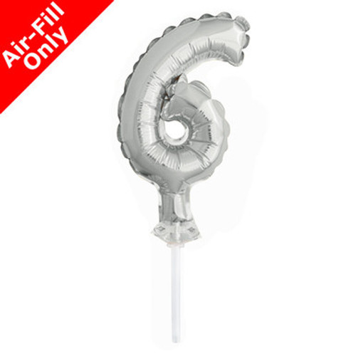 5 inch Silver Number 6 Balloon Cake Topper (1)