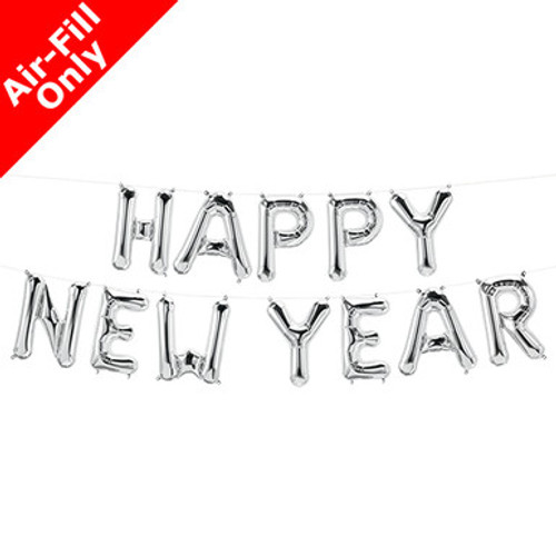 HAPPY NEW YEAR - 16 inch Silver Foil Letter Balloon Kit (1) HAPPY NEW YEAR - 16 inch Silver Foil Letter Balloon Kit (1)