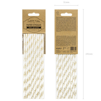 Floral Metallic Gold Paper Straws (10)