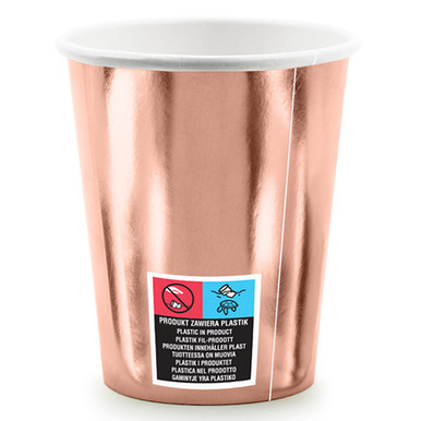 Happy Birthday Metallic Rose Gold Paper Cups (6)
