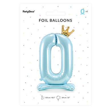 33 inch Sky Blue Crown Number 0 Standing Foil Balloon (1)