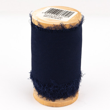 Navy Blue Frayed Edge Chiffon Ribbon - 50mm x 5m (1)