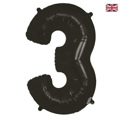 34 inch Oaktree Black Number 3 Foil Balloon (1)