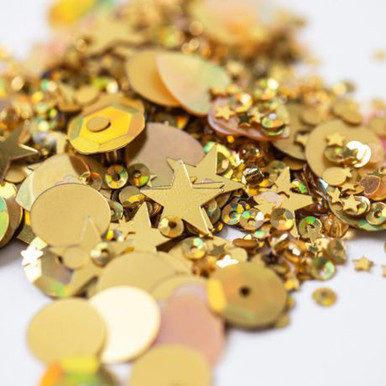 Gold Assorted Sequins & Beads (25g)