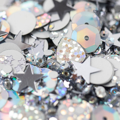 Silver Assorted Sequins & Beads (25g)