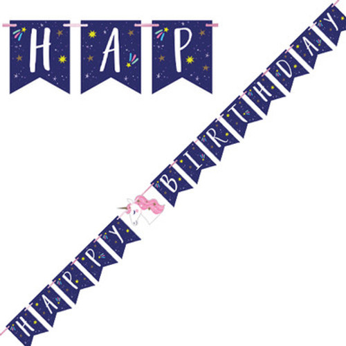 Unicorn Galaxy Birthday Paper Banner - 2.3m (1) Unicorn Galaxy Birthday Paper Banner - 2.3m (1)