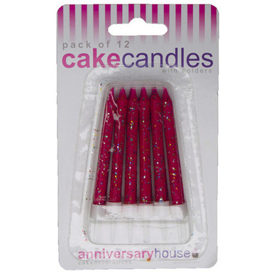 Fuchsia Glitter Candles (12)