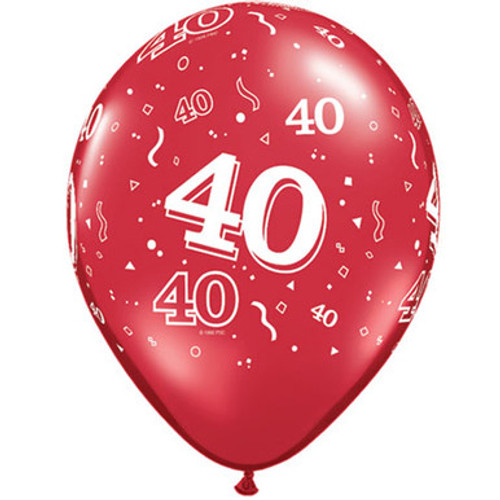 11 inch 40-A-Round Ruby Red Latex Balloons (25)