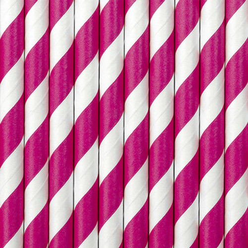 Dark Pink Striped Paper Straws (10) Dark Pink Striped Paper Straws (10)