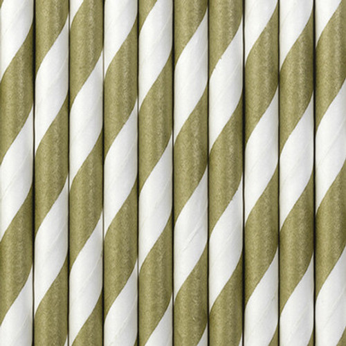 Gold Striped Paper Straws (10) Gold Striped Paper Straws (10)
