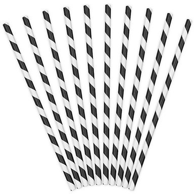 Black Striped Paper Straws (10)