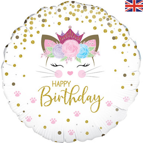18 inch Birthday Floral Kitten Foil Balloon (1) 18 inch Birthday Floral Kitten Foil Balloon (1)