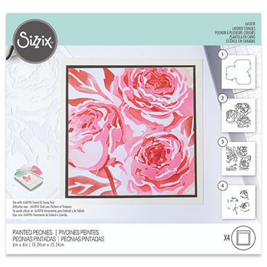 Painted Peonies by Olivia Rose Layered Stencil Set (4)