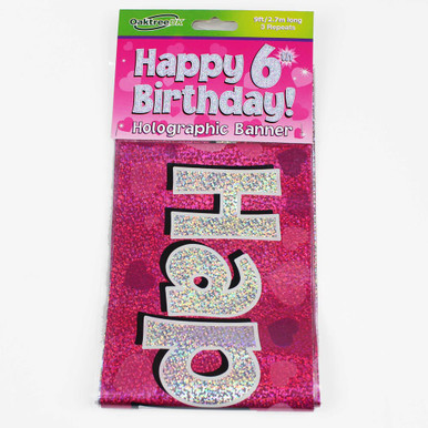 6th Birthday Pink Banner - 2.7m (1)