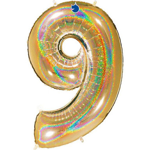 40 inch Holo Glitter Gold Number 9 Foil Balloon (1)