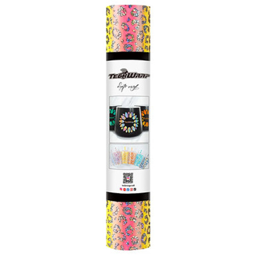 Peach Yellow Leopard Holographic Opal Vinyl - 12" x 60" (1)