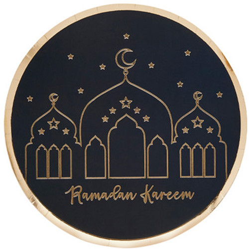 Ramadan Black & Gold Paper Plates (8)