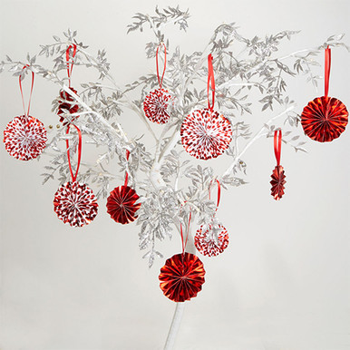 Red Dot Paper Fan Decorations (10)