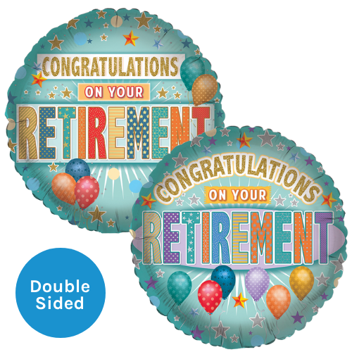 An 18 inch Retirement Congratulations Foil Balloon, manufactured by Sensations.